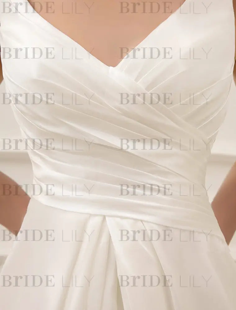 Simple Wedding Dresses Ivory Wedding Dress Knee-Length Backless Straps Lace Bridal Dress