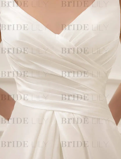 Simple Wedding Dresses Ivory Wedding Dress Knee-Length Backless Straps Lace Bridal Dress