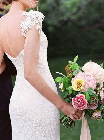 Simple Wedding Dresses Lace Sweetheart Off The Shoulder Mermaid Bridal Gown With Train For Boho Wedding