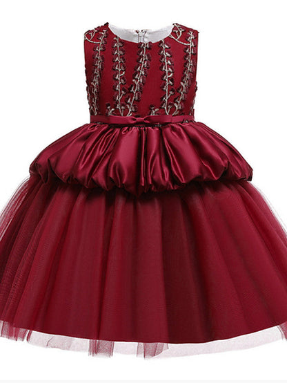 Sleeveless Jewel Neck Ball Gown Pageant Dress for Flower Girl With Beading Appliques