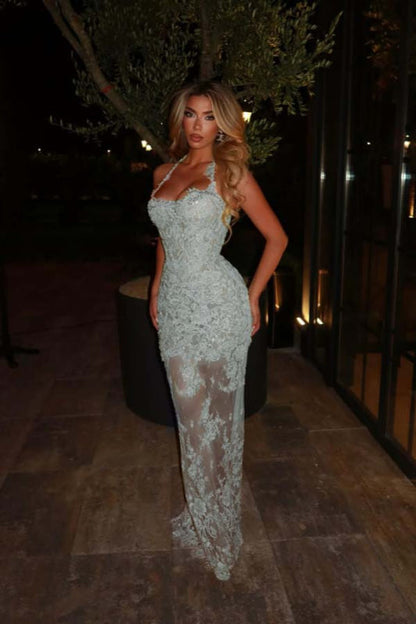 Sleeveless Lace Mermaid Prom Dress Sweetheart Evening Dress