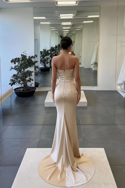 Sleeveless Satin Mermaid Prom Dress with Split