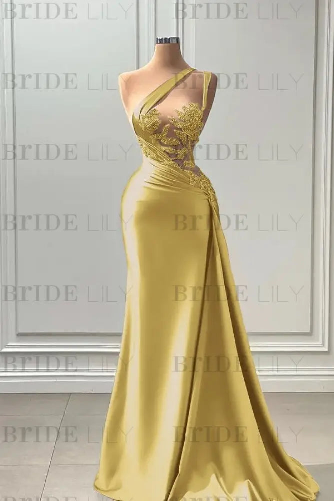 One Shoulder Purple Mermaid Prom Dress with Pleated Beading