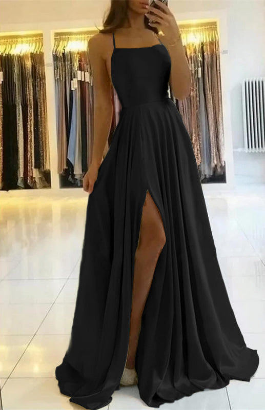 Spaghetti-Straps Prom Dress with Slit