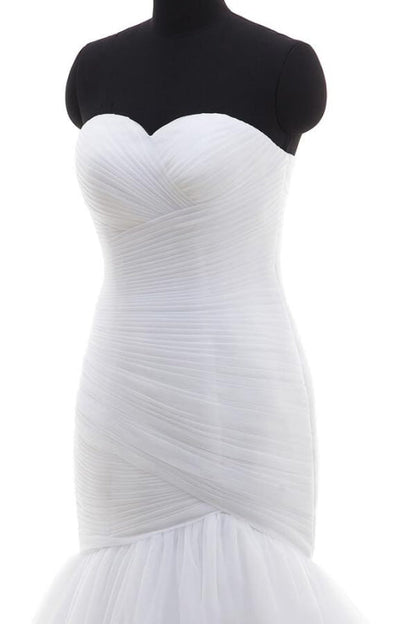 Strapless Ruffle Tulle Mermaid Wedding Dress