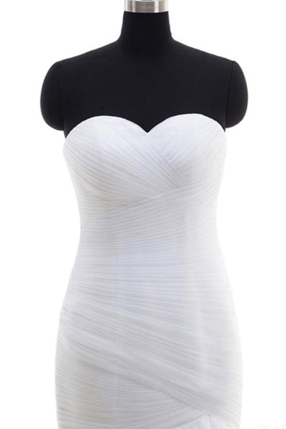 Strapless Ruffle Tulle Mermaid Wedding Dress