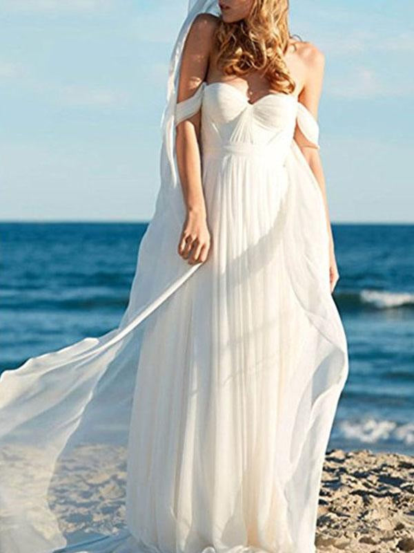 Sweetheart A Line Wedding Dress Off The Shoulder Sleeveles Bridal Gowns