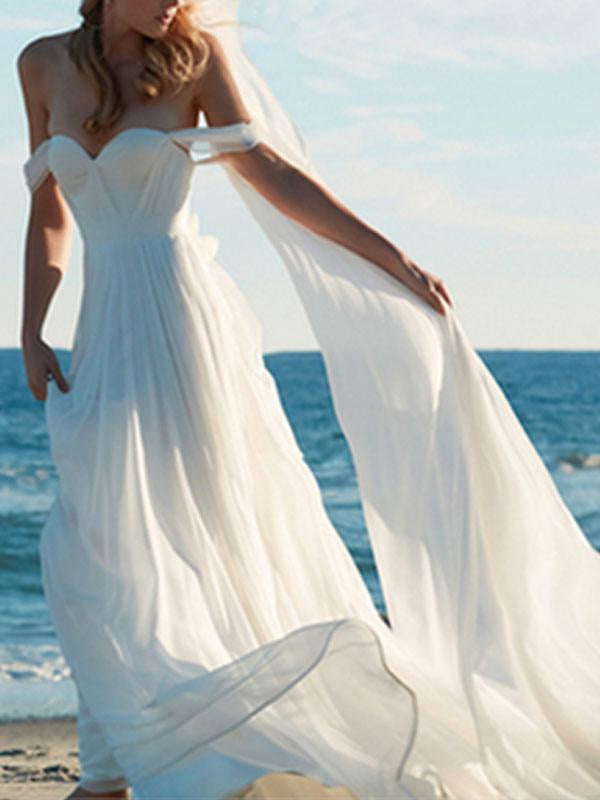 Sweetheart A Line Wedding Dress Off The Shoulder Sleeveles Bridal Gowns