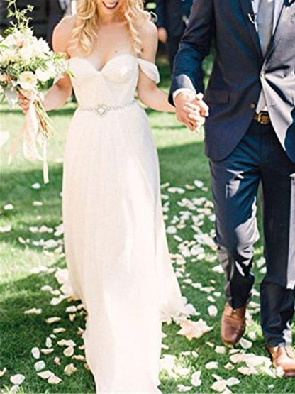 Sweetheart A Line Wedding Dress Off The Shoulder Sleeveles Bridal Gowns