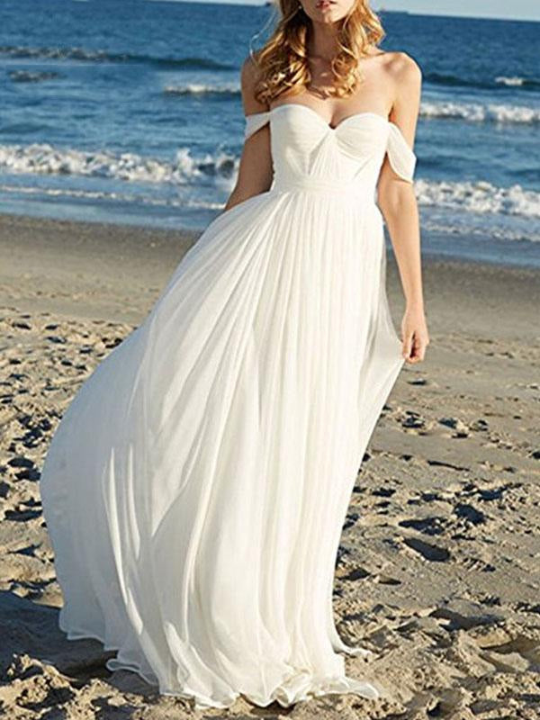 Sweetheart A Line Wedding Dress Off The Shoulder Sleeveles Bridal Gowns