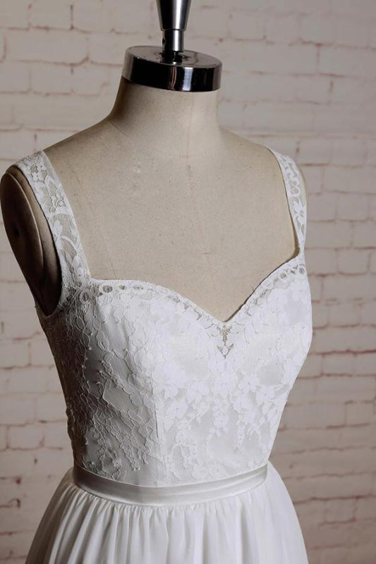 Sweetheart Lace Chiffon A-line Wedding Dress