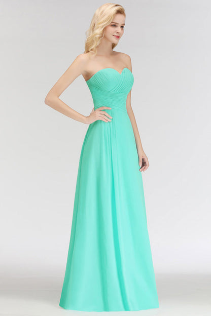 Sweetheart Pleated Chiffon Bridesmaid Dress Sleeveless