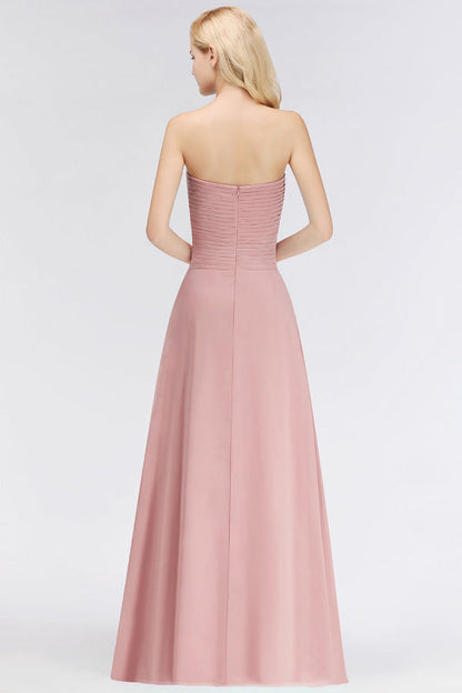 Sweetheart Pleated Chiffon Bridesmaid Dress Sleeveless