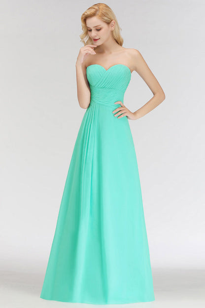 Sweetheart Pleated Chiffon Bridesmaid Dress Sleeveless