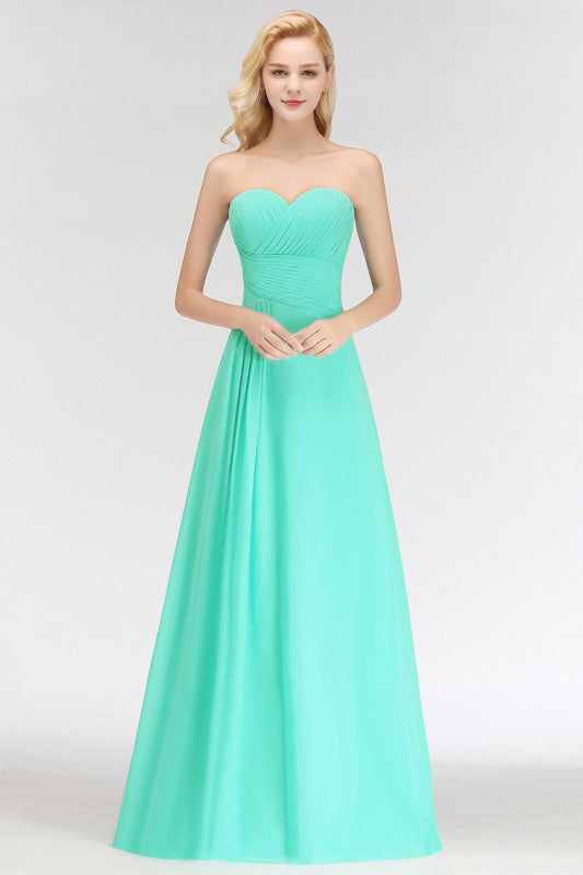 Sweetheart Pleated Chiffon Bridesmaid Dress Sleeveless