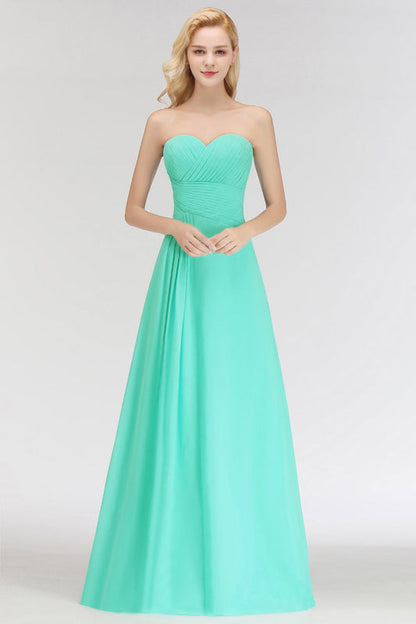 Sweetheart Pleated Chiffon Bridesmaid Dress Sleeveless