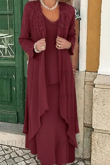 Three Pieces Mother of the Bride Dresses Plus Size Chiffon Mother of the Bride Outfits