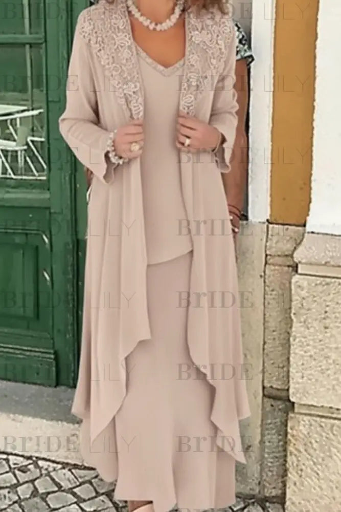 Three Pieces Mother of the Bride Dresses Plus Size Chiffon Mother of the Bride Outfits