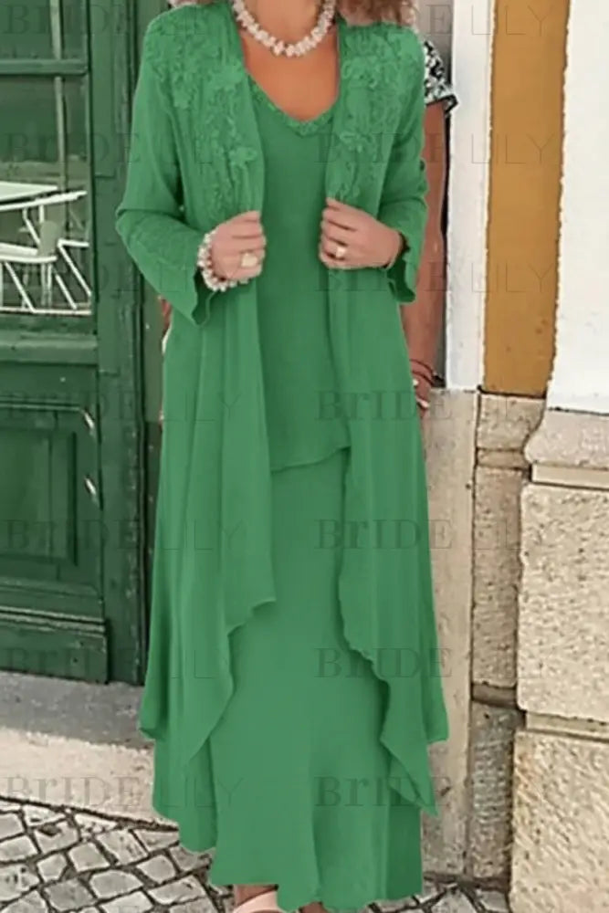 Three Pieces Mother of the Bride Dresses Plus Size Chiffon Mother of the Bride Outfits