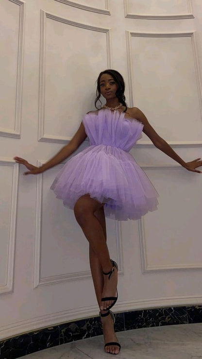 Short purple Homecoming Dresses C736