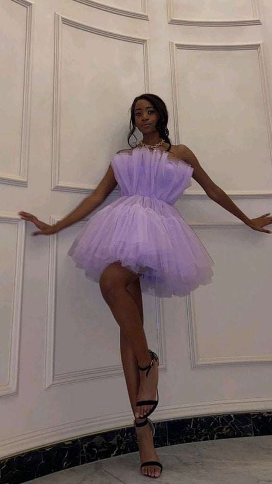 Short purple Homecoming Dresses C736