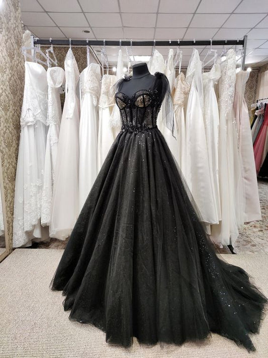 Tulle Black Party Dress Prom Evening Dress C1525