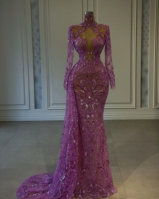 Purple Floor Length Prom Dress Long Formal Dress C1033