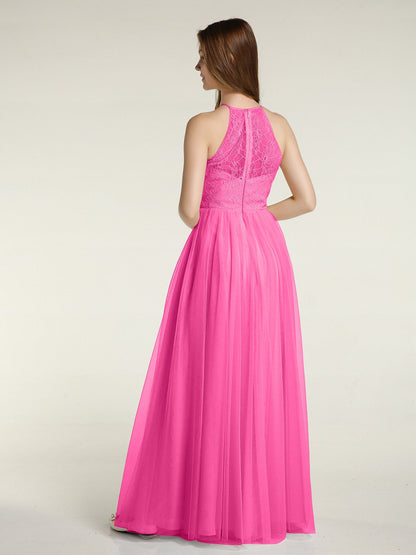 Lace Bodice and Tulle Skirt Long Dresses-Azalea
