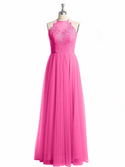 Lace Bodice and Tulle Skirt Long Dresses-Azalea