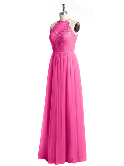 Lace Bodice and Tulle Skirt Long Dresses-Azalea