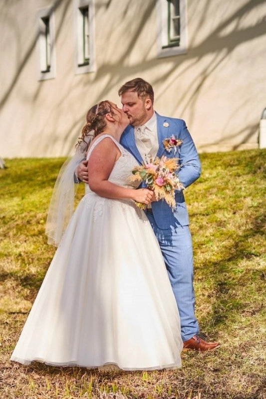 Tulle Aline Wedding Dress Plus Size Bridal Dress Lace Appliques