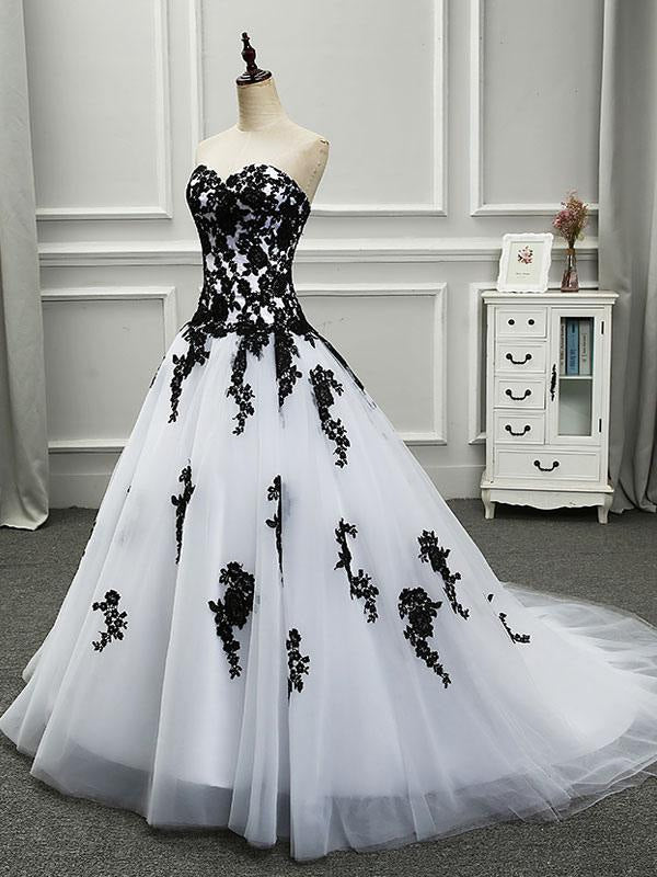 Tulle Princess Black Wedding Dresses Sleeveless Lace Court Train Bridal Dress