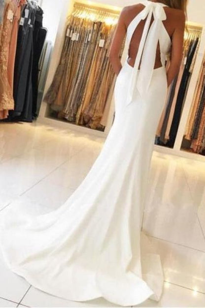 Unique Open Back Sleeveless Prom with Train Mermaid Formal Evening Dress