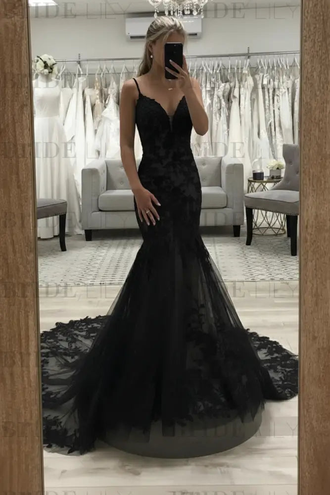 V Neck Mermaid Champagne Lace Wedding Dresses Tulle Long Bridal Gown