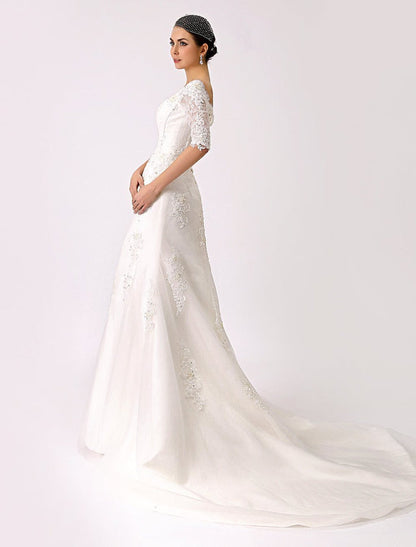 Vintage Inspired Off The Shoulder Mermaid Lace Wedding Gown