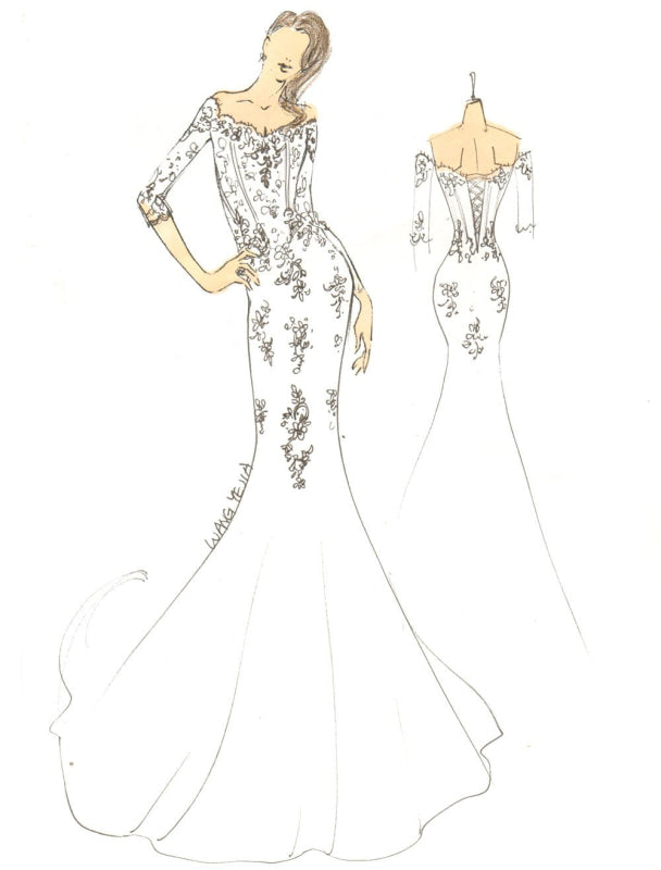 Vintage Inspired Off The Shoulder Mermaid Lace Wedding Gown