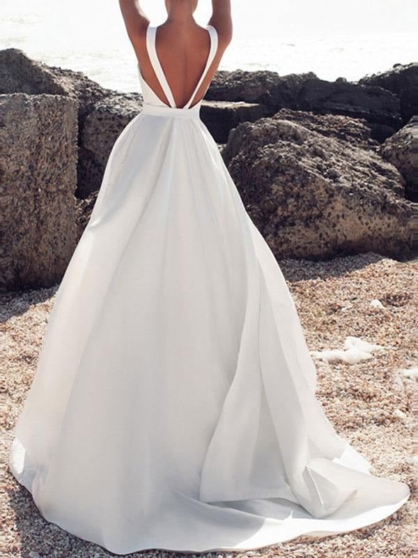 Vintage Wedding Dresses Jewel Neck Sleeveless Bows With Train Satin Bridal Gowns