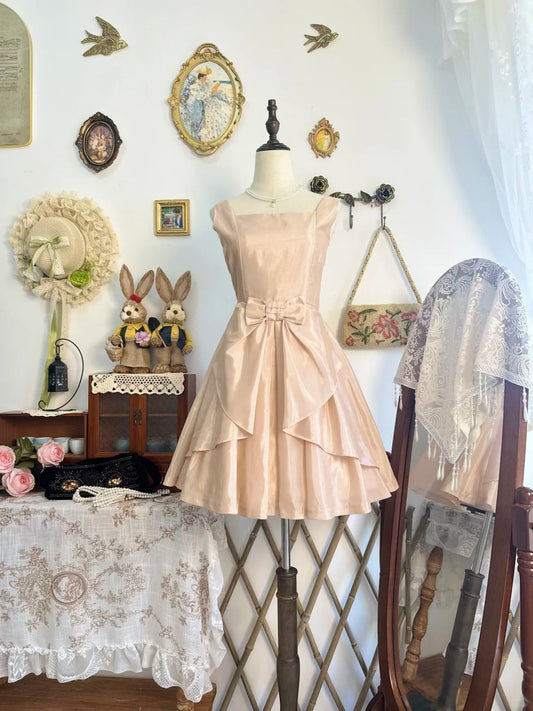 Girlhomeshops-Pink satin vintage short homecoming dress birthday dress birthday dress gh5213