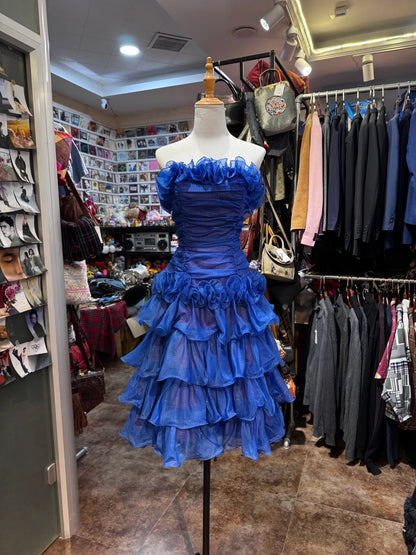 Blue floral chiffon short homecomming dress, birthday party dress gh4649