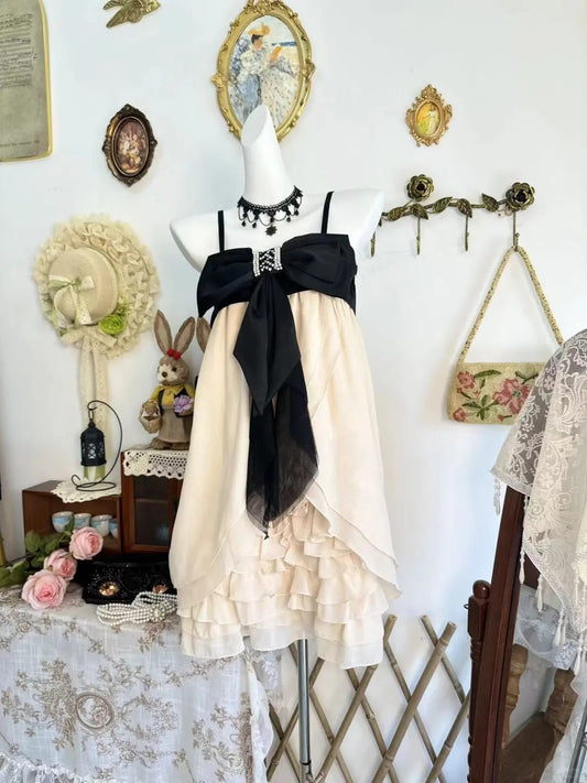 Girlhomeshops-Pink bow vintage short chiffon homecoming dress birthday dress gh5220