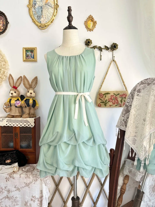 Girlhomeshops-Mint green vintage short chiffon homecoming dress birthday dress gh5210
