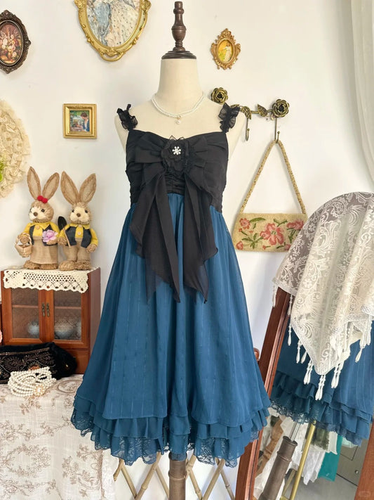 Girlhomeshops-Navy blue vintage short chiffon homecoming dress birthday dress gh5223