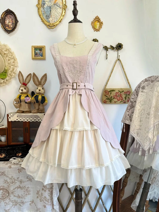 Girlhomeshops-Pink ruffled vintage short chiffon homecoming dress birthday dress gh5208