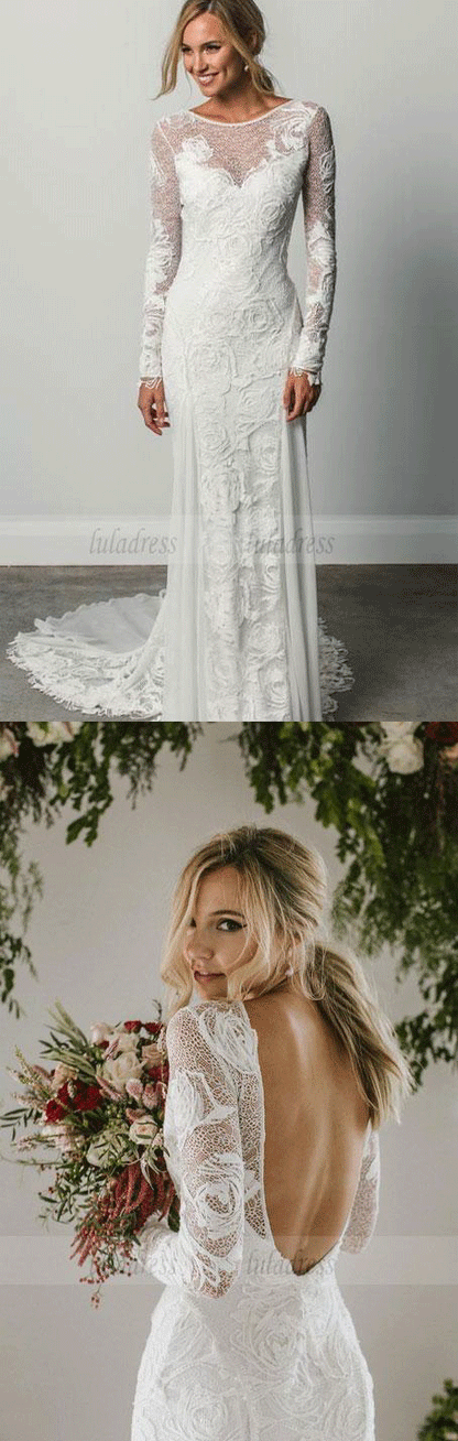 Long Sleeves Wedding Dresses,Lace Wedding Dress
