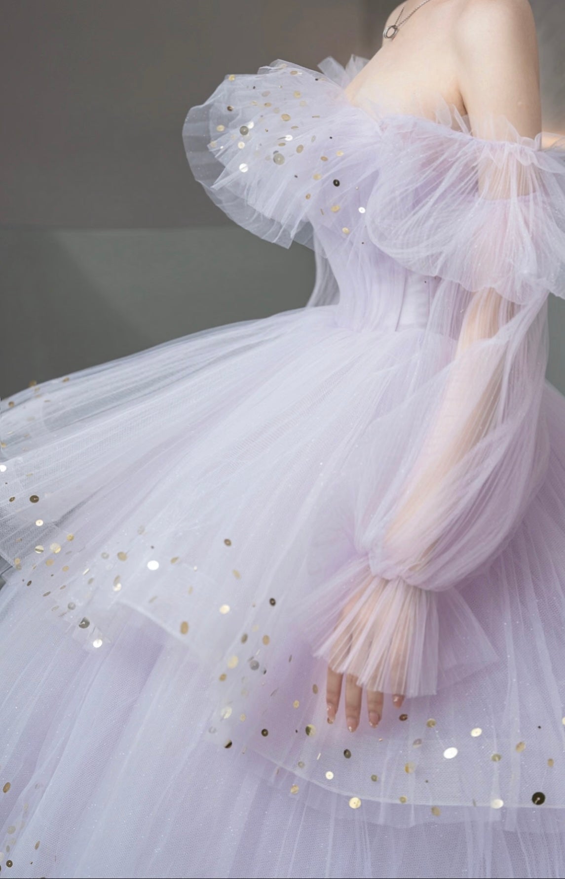 Light Purple Tulle Layers Ball Gown Princess Formal Dresses, Long Sweet 16 Dresses C2250