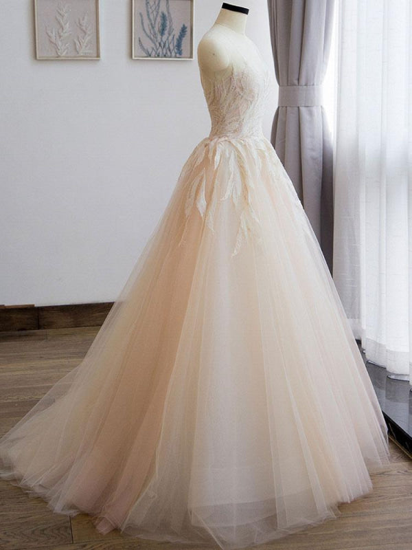 Wedding Dress Princess Floor Length Jewel Neck Sleeveless Lace Tulle Bridal Gowns