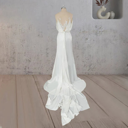 Off Shoulder Appliqued Wedding Dress with Backless