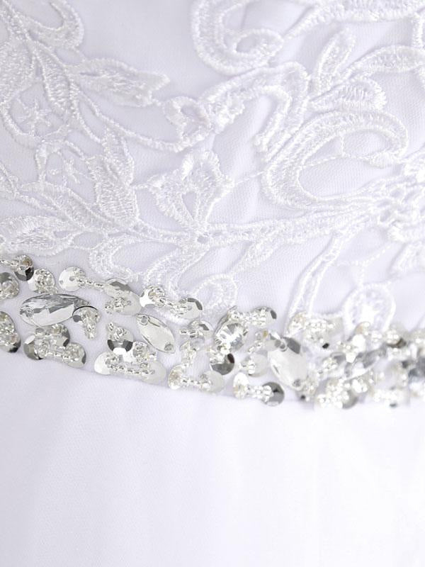 Wedding Dresses A Line Beaded Jewel Neck Sleeveless Floor Length Tulle Traditional Bridal Dress With Train