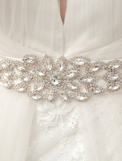 Wedding Dresses Ball Gown Bridal Dress Long Sleeve Lace Applique Beaded Rhinestones Sash Illusion Cutout Wedding Gown With Train Exclusive