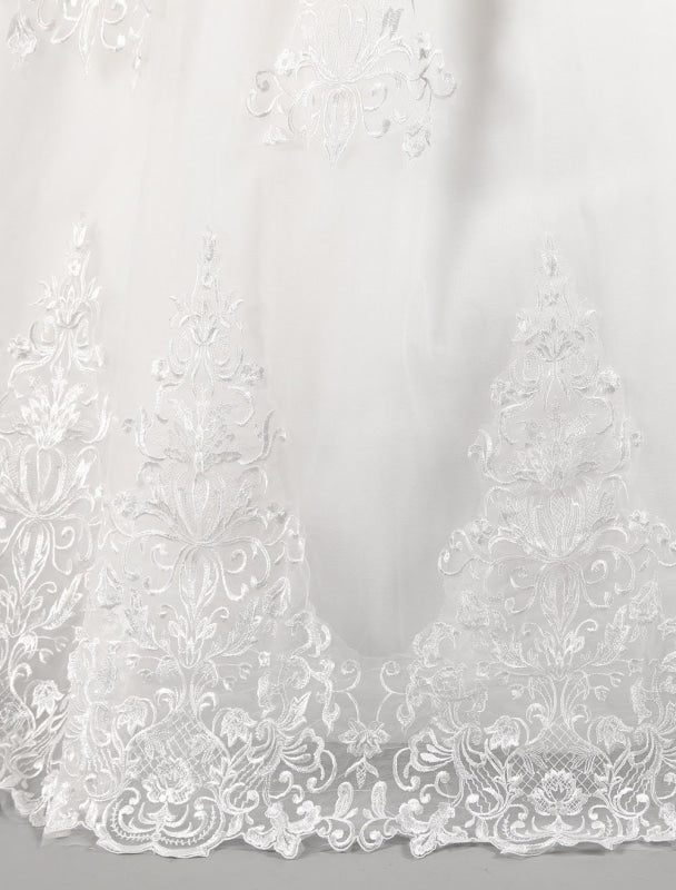 Off The Shoulder Wedding Dresses Princess Lace Bridal Gown Half Sleeve Bridal Dress